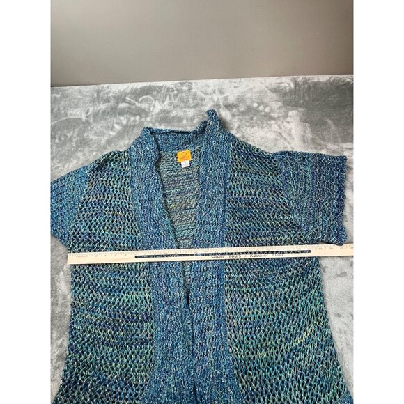 Ruby Rd. Womens 3X Blue Green Open Crochet Knit Cardigan Sweater Plus Size - Picture 4 of 7
